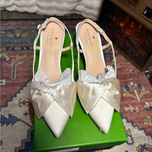 Kate Spade Cream Satin Bow Heels